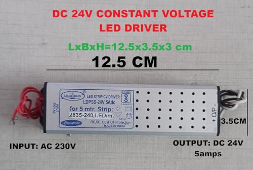 Image of 3 Quantity, 24V DC Constant Voltage LED Driver, Input: AC 230V, Output: DC 24V 5AMPS, Used SMPS, Power Supply Strip, LED Panels, CCTV, Protection OC, SC, IP65, Aluminium Frame (Pack of 3)