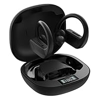 Hestom BS1 Bluetoth Earbuds, IPX7 Waterproof True Wireless Earbuds, LED Display 32H Playtime Headphones with Wireless Charging Case and mic for iPhone Android, Over Ear Earphones with Earhooks Black