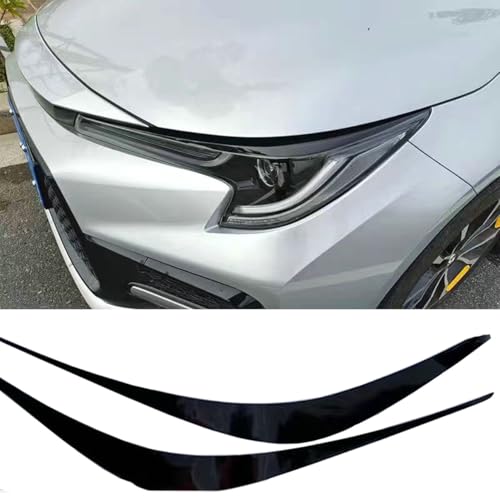 Bayyee 1 Pair Front Headlight Eyebrow Eyelid Decal Sticker Trim PVC Glossy Black for Toyota Corolla 2019 2020 2021 2022