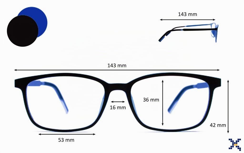 PIXEL LENS FOTOCROMATICI SUNNY BLU Occhiali PC, TV, Tablet, Gaming. Contro Stanchezza Occhi, Comfort Visivo, Montatura Leggera Acciaio-TR90, Certificati Luce blu -41% e UV -100%,Test Università Torino