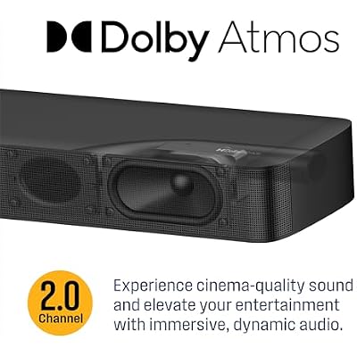 Westinghouse Sound Bar for Smart TV, 2.0 Compact Soundbar with Dolby Atmos and Digital Plus, 120W Surround Sound System for TV, Home Theater Audio, eArc, HDMI, Bluetooth, Roku TV Ready