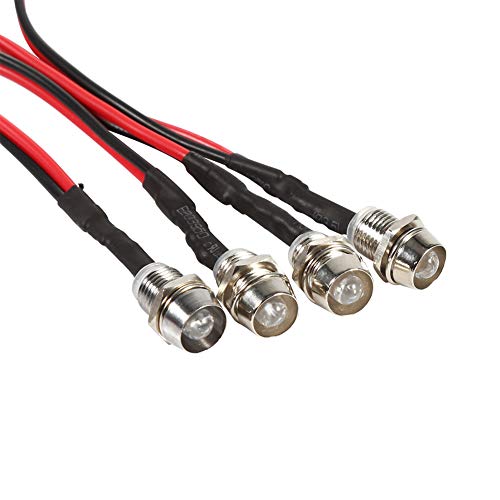 Fydun Spia LED 12V, 4 Pezzi 8mm Lampadine Cruscotto per Auto Furgoni Camion Spia del Cruscotto Pilota del Pannello Indicatore Luminoso Impermeabile Luce di Segnalazione(Bianco)
