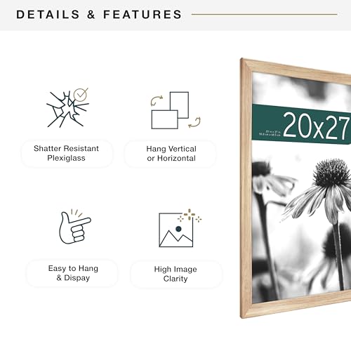MCS Studio Gallery Classic 20x27 Poster Frame Natural Woodgrain, Vertical & Horizontal Wall Hanging Large Picture Frame for Photos, Posters & Art Prints (1-Pack)