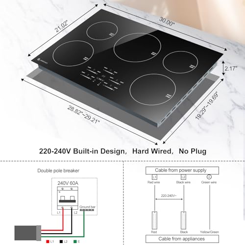 Amzchef UL-FS-I106L-GBBCC01 30 Inch10600W Induction Cooktop,Amzchef 9 Levels Electric Cooktop thumb #3