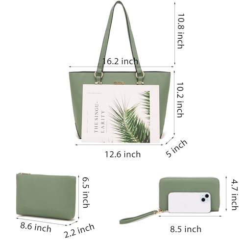 Image of Qiyuer Versatile Daily Purses with RFID Wallet for Women Tote Handbag Set | 3PCS, Fits 13 inch Tablet, Sturdy Vegan PU, Spacious, Work Use, Shoulder Satchel, Large Clutch Wallet, Makeup Bag, Ideal Gift