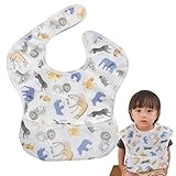 [Ella.] 【乾燥機も使えるお食事エプロン】食事用エプロン ベビー エプロン 赤ちゃん 立体ポケット 保育園 記名 汚いにくい 洗いやすいと乾きやすい 防水 軽量 (アニマル)