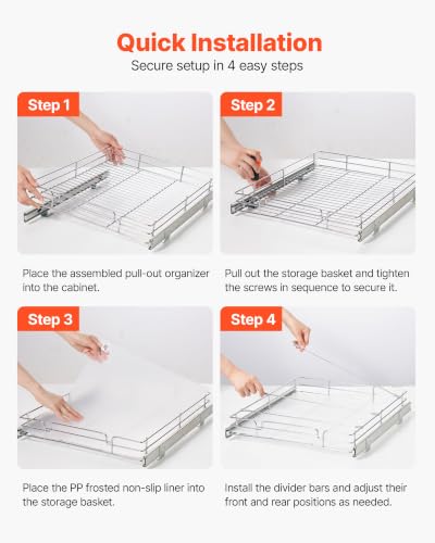Image of VEVOR Pull Out Cabinet Organizer 21.14 inchW x 20.98 inchD Steel Slide Out Drawers