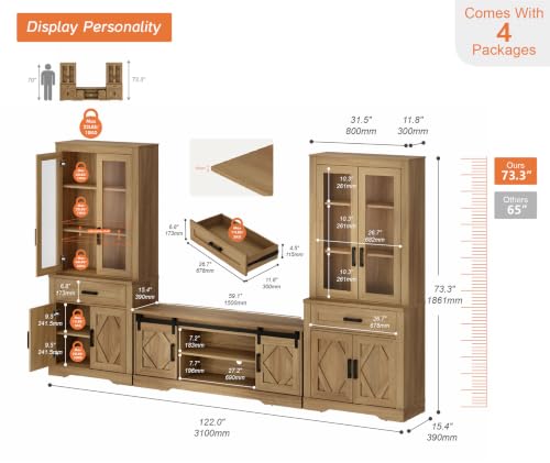 Image of WAMPAT Farmhouse Entertainment Center with Bookshelves for 65 inch TV