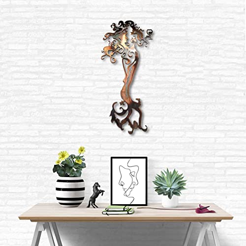 Izzya Ocean Theme Wall Art Decor, Wine Drinking Mermaid Metal Wall Art, Metal Ornament Wall Hanging, For Coastal Nautical Beach Or Boat Decor #TOP1