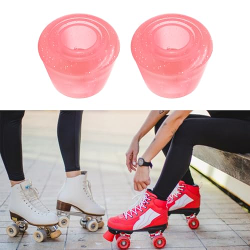 Hoite 2-teiliges Set mit Zehenstoppern für Rollschuhe, universeller Zehenstopper aus PU-Gummi mit Schrauben für Rollschuhe (transparentes Pink)
