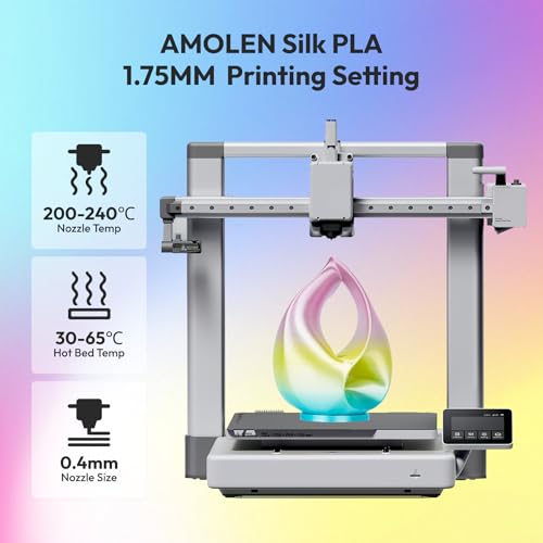Image of AMOLEN Silk Rainbow PLA Filament 1.75mm, Shiny Multicolor Gradient Color Change, 4-Pack 800g (4x200g) Assorted Colors, Dimensional Accuracy ±0.02mm, NO-Tangle & Low Warping, Fits Most FDM 3D Printers