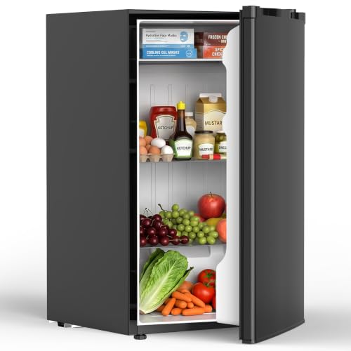 Image of COWSAR 3.1 Cu.ft Mini Dorm Fridge for Bedroom Apartment Office, Black | Reversible Single Door, Adjustable Thermostat, Energy Saving, Remove Glass Shelves, Compact Small Fridge for College Dorm