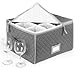 StackStorePlusMore Stemware Storage Case - Quilted Fabric Container in Gray Measuring 16" x 13" x 10"H - Inside Compartment is 4" x 4" - Perfect Storage Case for White and Red Wine Beer Mugs