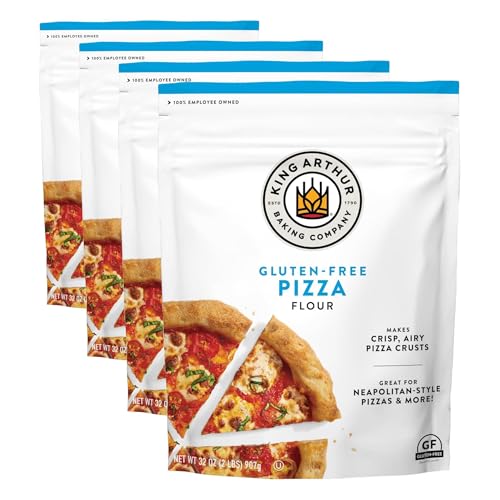 Image of King Arthur Gluten Free Pizza Flour: Crispy Neapolitan-Style Crust - 32 oz Box, Perfect for GF Baking, Celiac-Friendly, 00 Pizza Dough Mix (Pack of 4)