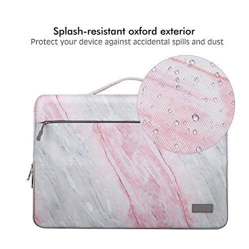 Moko 15.6 Inch Laptop Sleeve Fits Macbook Pro M1 Pro/M1 Max 14.2 2021 Macbook Pro 16”, Macbook Pro 15.4", Surface Book 15”, Ultrabook Carrying Bag For 15.6" Dell Hp Acer Chromebook,Pink Gray Marble #TOP5