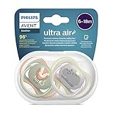 Philips Avent Ultra Air Schnuller, 2 Stück, BPA-freie Schnuller für Babys im Alter von 6–18 Monaten (Modell: SCF085/17)