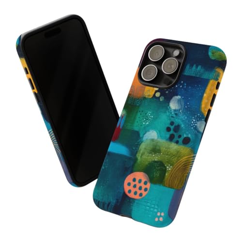 Coque rigide iPhone 15 Pro Max bleu anti-traces mate design géométrique - 2