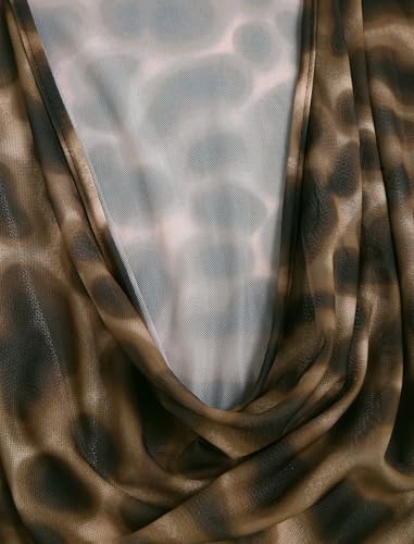 Image of ZAFUL Womens Swimsuit Cover Up Dress Draped Neck Tie Waist Coverup Bathing Suit Mesh Swim Beach Dress