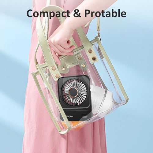 Tischventilator, USB Ventilator Akku von 12h Akkulaufzeit, Mini Ventilator Leise mit 3 Stufen, 135° Verstellbar, Ultraleise & Vibrationsfrei, Lüfter für Büro, Zuhause, Reise