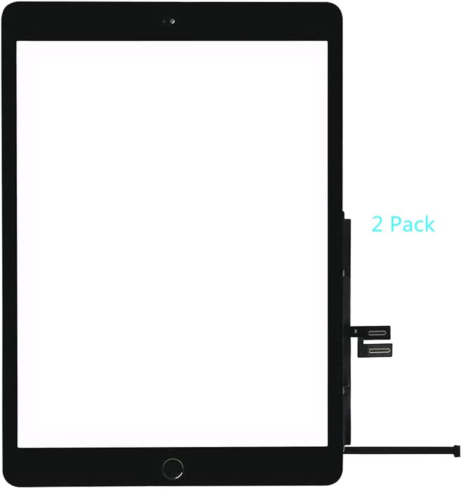 for iPad 7 7th / 8 8th Gen Screen Replacement 2 Pack Digitizer 2019/2020 10.2 Inch, for 7th 8th Generation A2197 A2198 A2200, A2270 A2428 A2429 A2430 Touch Glass with Home Button (Black)