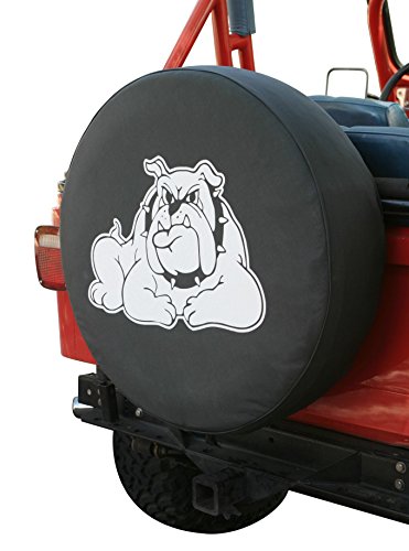 Boomerang 30" Bull Dog - Spare Tire Cover - (Black Denim Vinyl) - White Print - Thumbnail 5