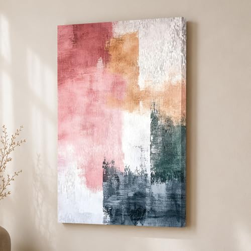 Image of Modern Abstract Stretched Canvas Painting For Living Room | Multicolor Atmospheric Stretched Canvas Wall Art For Livingroom Home Decor, Bedroom, Hallway's, Office, Hotel - 56x86 cm