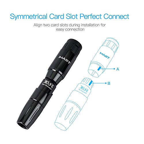 Mast Tour Wireless Tattoo Pen Machine Kit - Professional Rotary Cartridges Tattoo Pen Lightweight Short Battery Power Supply (Mast Tour Black) #TOP3