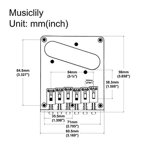 Musiclily Pro 54mm Chevalet Telecaster Moderne SUS Acier Inoxydable 6 Pontets pour Guitare électrique Fender Squier Tele… - Les Beatles, Paul McCartney, John Lennon, RIngo Starr, George Harrison Musiclily Pro 54mm Chevalet Telecaster Moderne SUS Acier Inoxydable 6 Pontets pour Guitare électrique Fender Squier Tele… – Image 3