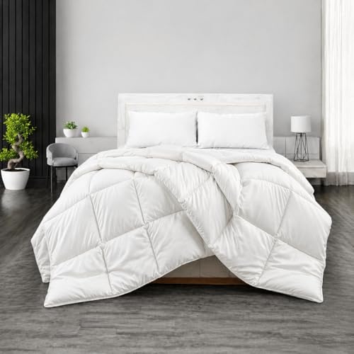 Image of Luxury Hotel Collection Cotton Comforter | All-Season Lightweight Quilt for Hot Sleepers | Plush, Breathable & Box-Stitched (Twin /Twin XL) White