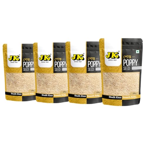 Image of JK Poppy Seeds, 250Gm | Indian Posto Dana | Khus Khus Posto | Whole Khus Khus | Posto Dana | Khas Khas | 100% Pure (Pack Of 4)