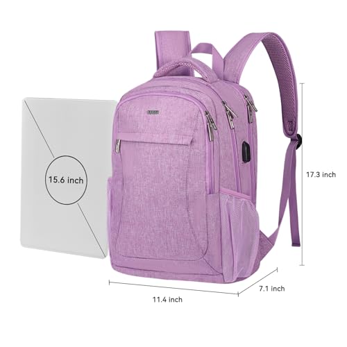 Voova 15.6 Inch Travel Laptop Backpack with USB Port, Purple - image 6