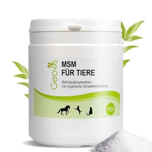 Geovis MSM Pulver für Tiere 500g - organischer Schwefel - Ideal für Pferd - Hund - Katze - Hochdosiertes 99,9% reines Methylsulfonylmethan - Gelenke, Muskulatur, Fell - Futterergänzung