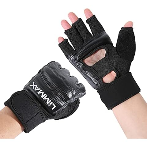 LiMMAX Kickboxing Sparring Gloves MMA Gloves for Men Women Half Finger Boxing Gloves Fighting Gloves Boxing Gloves for Punching Bag Training UFC Gloves for Men Women Black L Cover