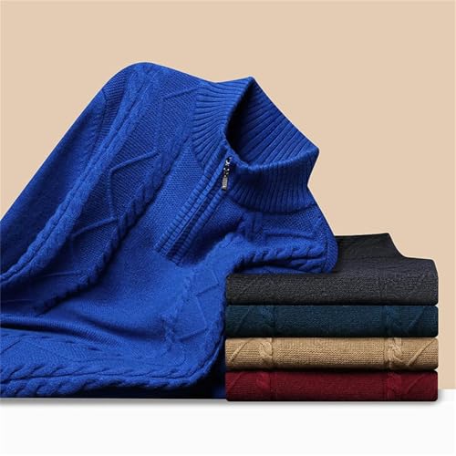 Kelsiop Men's Thicken Zipper Sweater Winter Fashion Twisted Knit Clothes Long Sleeve Warm Jumper Pullover Sweaters3
