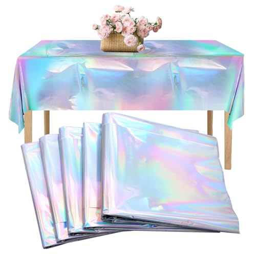 WYYFXY&reg; 5 St&uuml;ck Bunt Glitzer Tischdecke Party Tischdecke Plastik 137 &times; 274cm Biertisch Tischdecken Wasserdicht PET Papiertischdecke f&uuml;r Party Geburtstag Festival