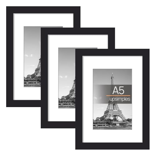 upsimples A5 Picture Frame 3 Pack A5 Black Photo Frame Wall Hanging Picture 5.838.27 inch (14.8x21cm)
