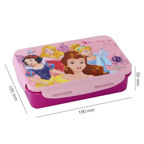 Image of SKi Homeware Lock & Seal Disney Lunch Box + Water Bottle Combo, for School Kids, a Gift for Girls and Boys with Attractive Character Prints and Vibrant Colours (Princess 2)