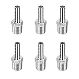 6PCS Raccordi a Barra in Acciaio Inox, Maschio 1/8" x 6 mm, Tubi Connettore a Barra di Raccolta Adattatore per Aria, Carburante, Acqua, Olio