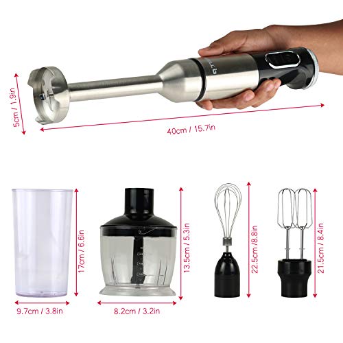 Image of iBELL HB1300K 1000W 4 in 1 Hand Mixer with Whisker, Beater, Blender & Vegetable Chopper /Cutter. Electric Cream Maker with 5 Speed Turbo Motor, 600ml Container (Black)
