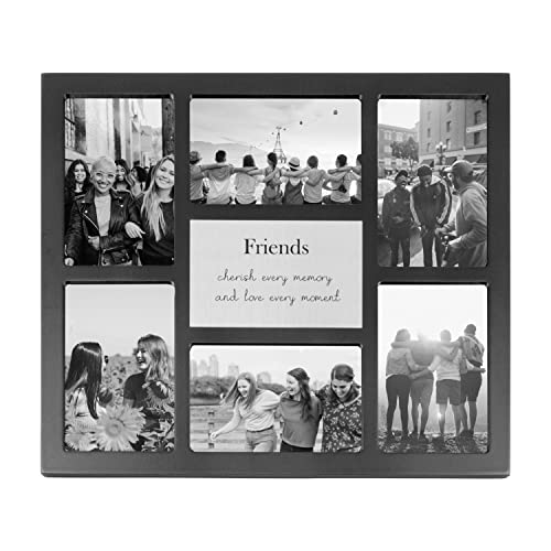 Happy Homewares Modern Black Multi Collage Picture Frame with Friends Wording and Cute Phrase -...