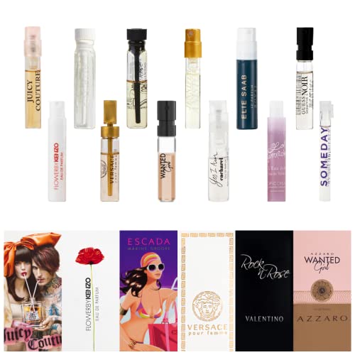 Infinite Scents 12 Women’s Designer Fragrance Sampler Collection, 12 Luxury High-End Perfume Vials for Women with Premium Plush Velvet Pouch + Scent Guide for Girlfriend, Wife, Mother