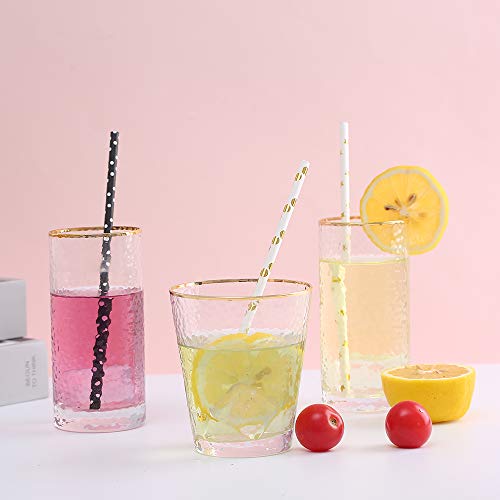 Paper straws for drinking, disposable biodegradable cocktail straws, perfect for Birthday, Party Supplies , Baby shower, Wedding/Bridal, Holiday Decoration, Gexolenu (Black Gold, 200pcs/pack)