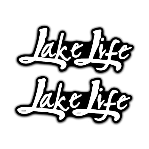Image of Lake Life Vinyl Decals Stickers (Two Pack) for Cars Trucks Windows Bumpers Walls Laptops Skins - 2-5.5 Inch Decals at Largest Point -No Background (White)
