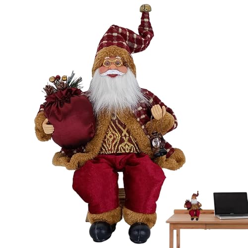 Senermter Sitzender Weihnachtsmann Figur: Weiche Plüsch...