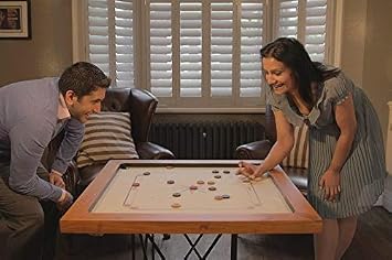 Ubergames Tournament Carrom Board Set 89 x 89 cm (Playing Surface 74 x 74 cm) - 12 kg - 12 mm Mango Playing Area 7.5 cm Kikar Wooden Frame - Includes Carry Bag Tiles & Striker