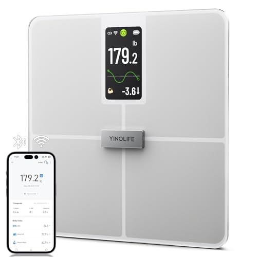 YINOLIFE Smart Scale for Body Weight, BMI, Body Fat, Muscle Mass, Digital Bathroom Weight Scale with 4.3