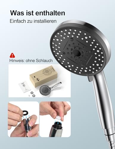 VOXON Hochdruck Duschkopf mit 10 Strahlarten, Brausekopf Dusche Wassersparend, Duschkopf Druckerhöhend, Shower Head Hoher Wasserdruck Starker Strahl für Reinigung von Badewanne, Fliesen, Haustieren