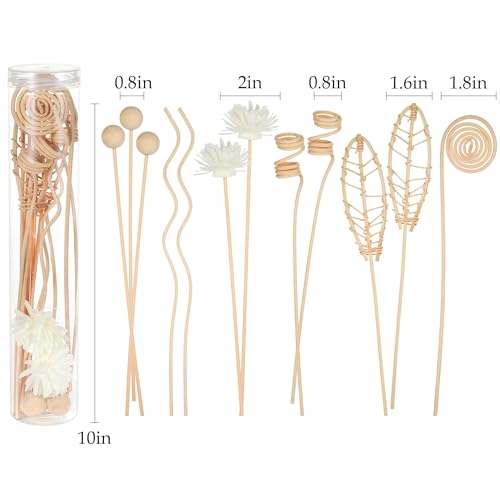 Image of Diffuser Stick, Reed Diffuser, 12Pcs 10Inch Reed Diffuser Sticks - Fragrance Replacement Rattan Sticks for Essential Oils & Perfumes - Decorative Aromatherapy Sticks for Home Office Car