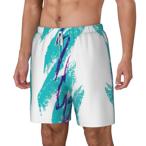 90'S Cup Design Print Men's Double Layer Swim Shorts, Gym Workout Shorts with Pocket2