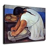 Diego Rivera painting artwork- The Grinder Poster Canvas Printing Wall Art Decor Aesthetics Living Room Bedroom Home Background (08x10inch-Unframed)
